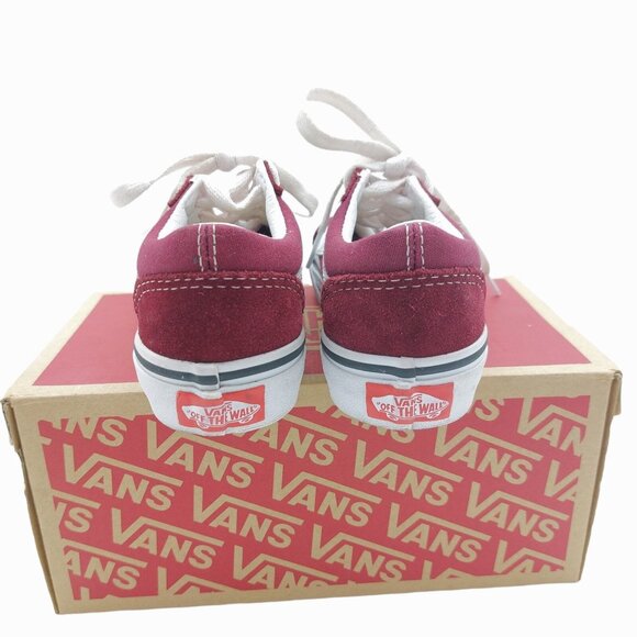 Vans Old Skool Kids Size 10.5 Maroon White VN0A4BUU5U7 Suede Canvas - Picture 6 of 12